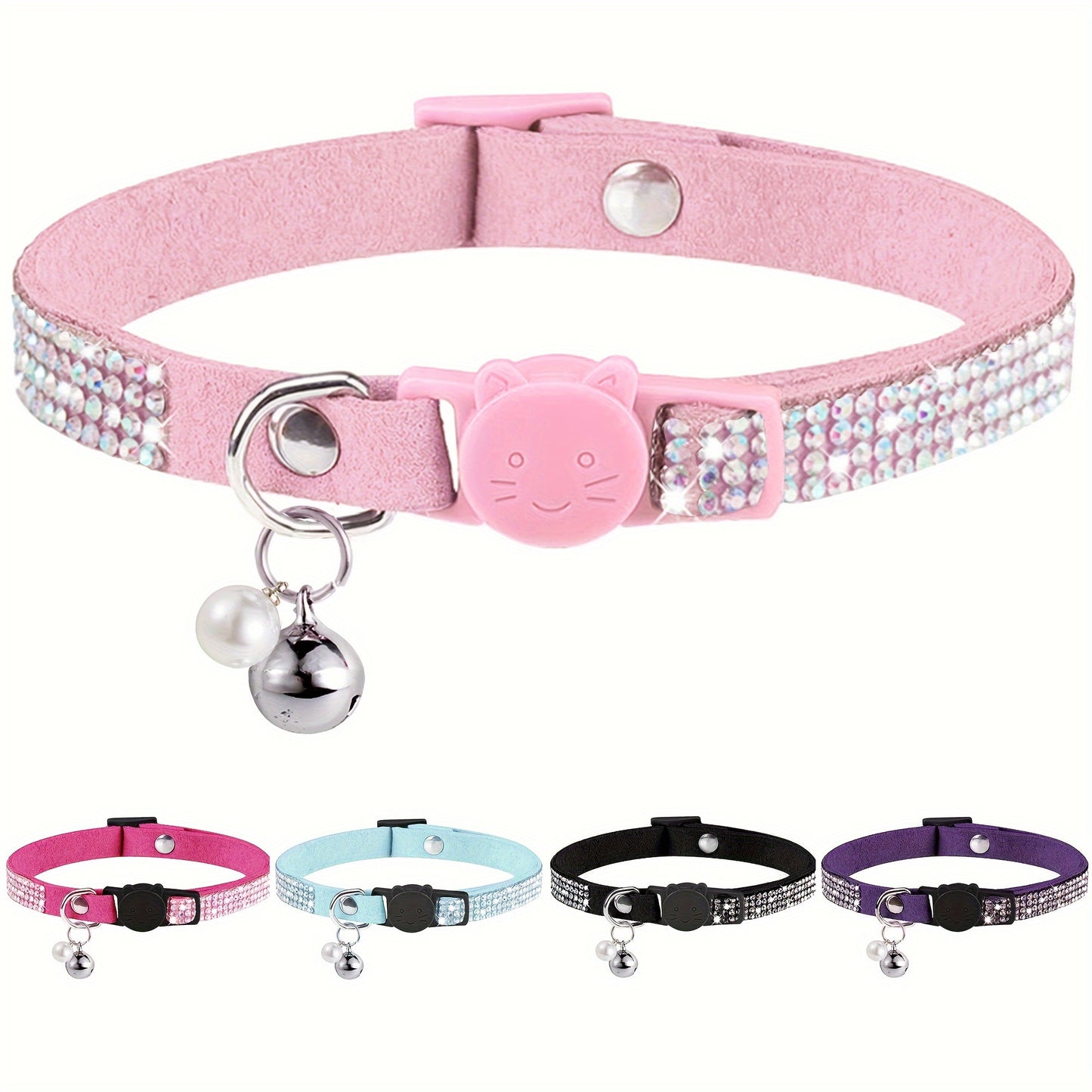 Rhinestone Cat Collar Breakaway With Bell Safety Buckle
