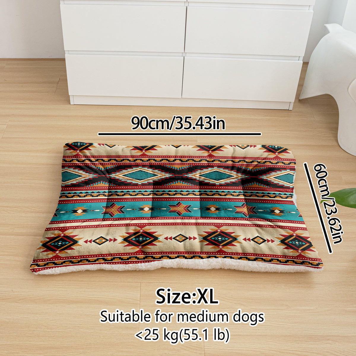 Soft Flannel Dog Sofa Bed And Aztec Geometric Kennel Pad