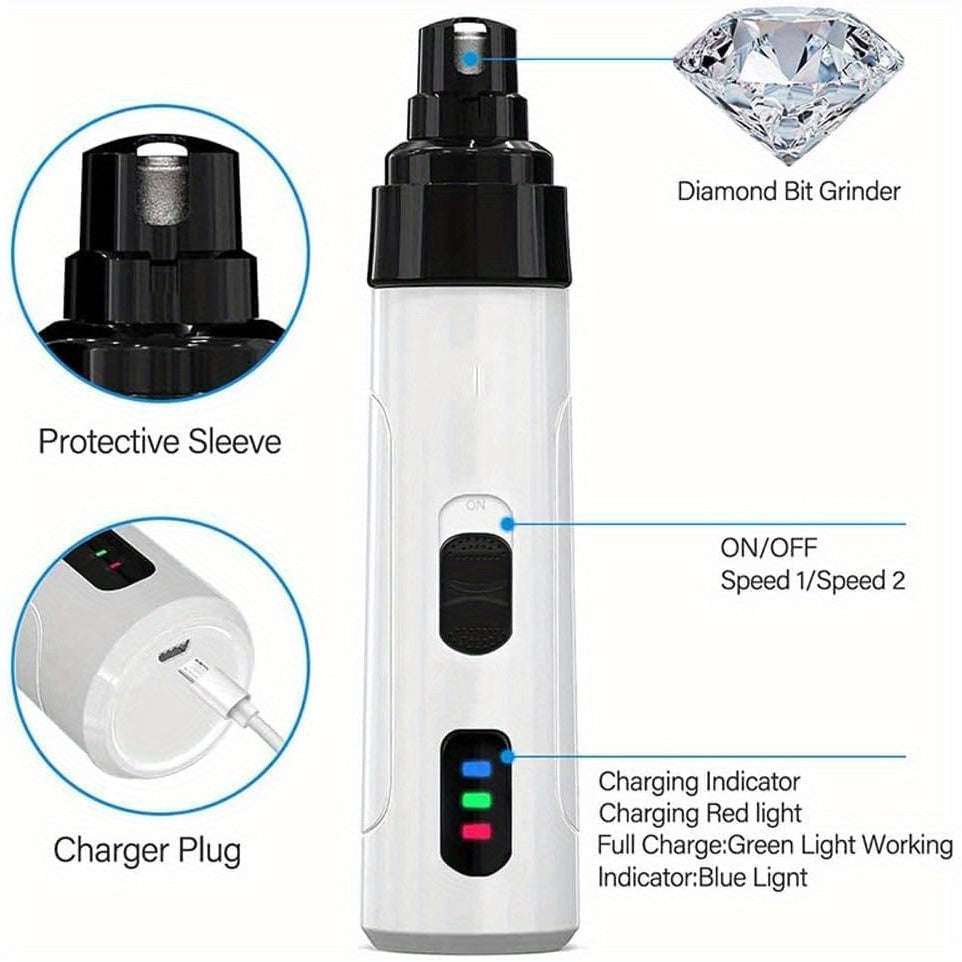 Rechargeable Silent Electric Pet Nail Clipper with ergonomic design and safety guard for quiet, safe pet grooming