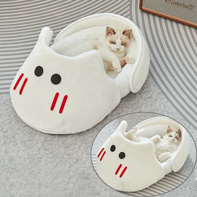Cozy Plush Cat Bed With Memory Foam Pillow And Anti Slip