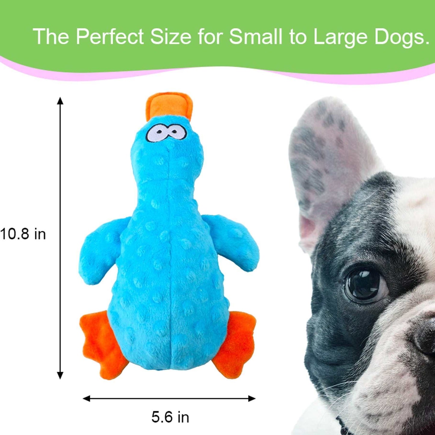 Durable plush dog squeaky toy duck made of soft cotton blend for interactive play and chewing