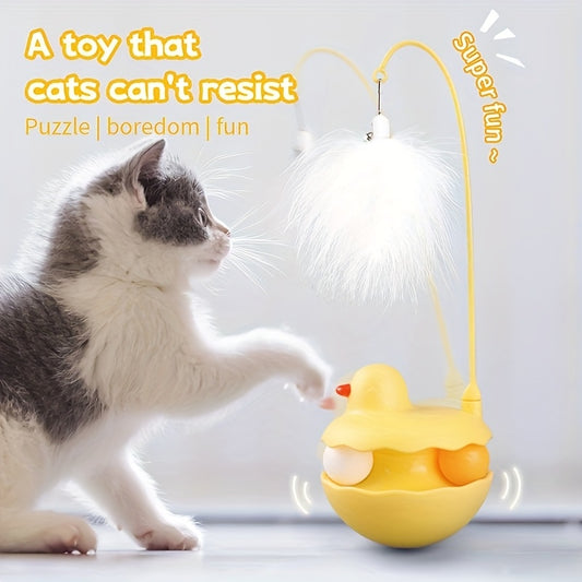 Interactive Duck Weeble Wobble Cat Toy Detachable Washable