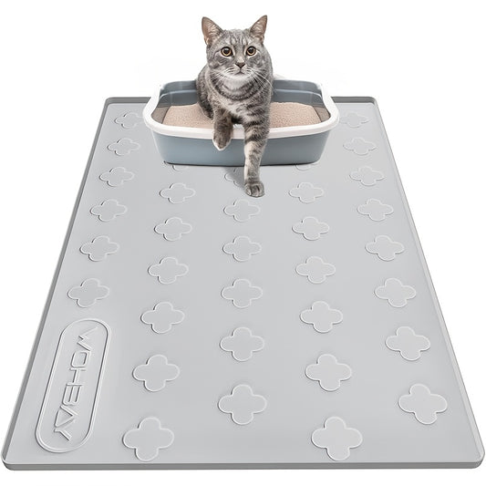 Washable Silicone Cat Litter and Food Mat for Easy Cleanup
