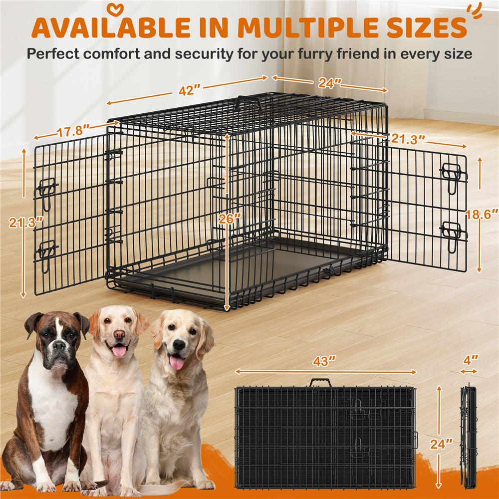 Costoffs Foldable Metal Cage For Dogs And Chickens With Divider And Removable Tray Portable Travel Cage