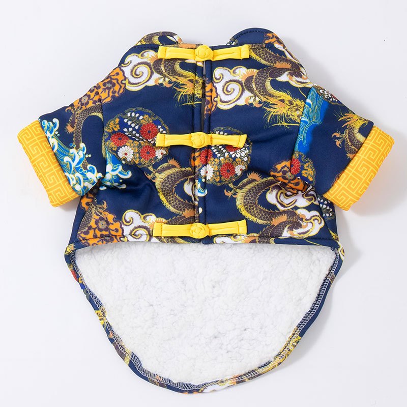 Chinese Style Dragon Robe for Dogs Warm Retro Pet Apparel