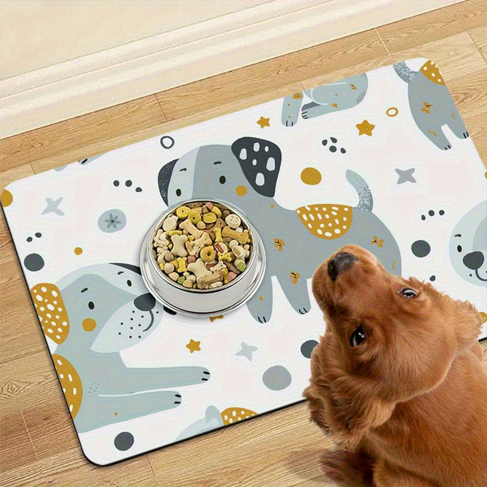 Absorbent Non-Slip Dog Bowl Mat for Easy Feeding Cleanup