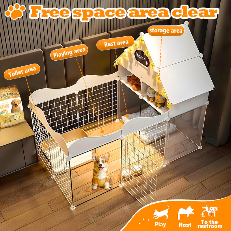 Indoor Dog Playpen House with Toilet Area for Small Pets