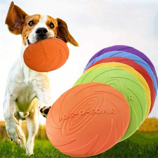 Colorful Rubber Dog Flying Discs Interactive Chew Toys Set