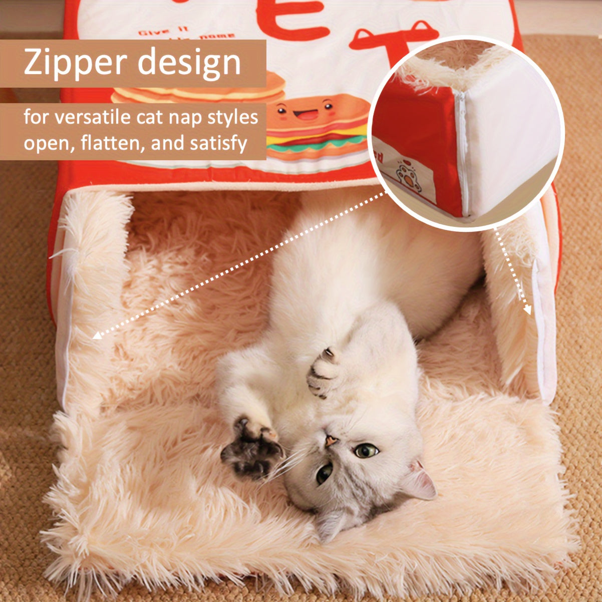 Rectangular Fully Enclosed Cat Bed All Seasons Warm Home