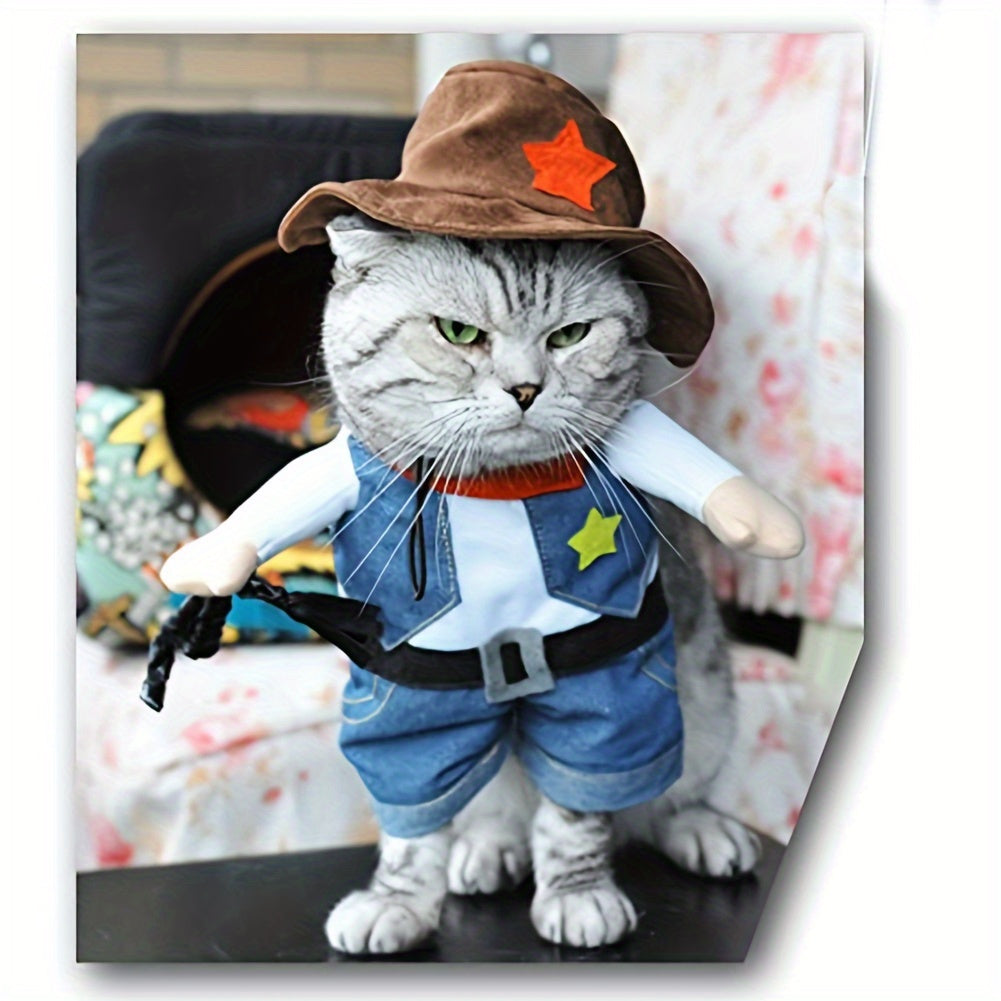 Cute Cowboy Pet Costume For Dogs And Cats Pullover