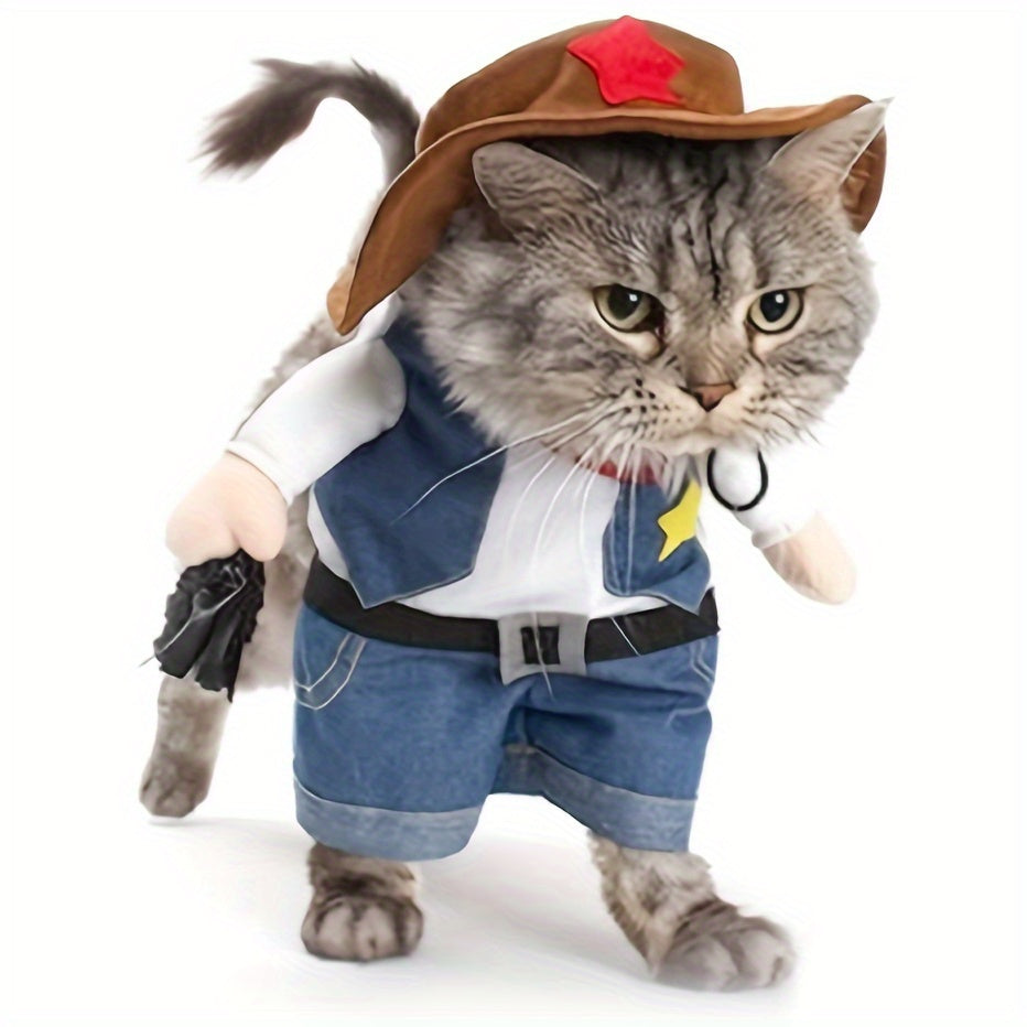 Cute Cowboy Pet Costume For Dogs And Cats Pullover