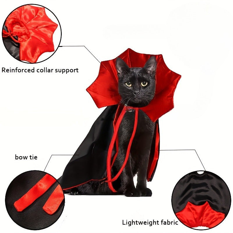 Halloween Pet Vampire Costume For Cats or Small Dogs Polyester