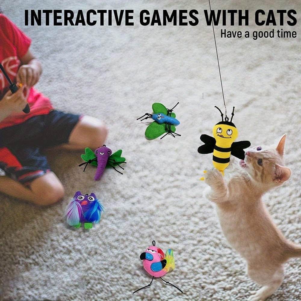 Cat Wand Toy Cat Fishing Pole Retractable Interactive Toy
