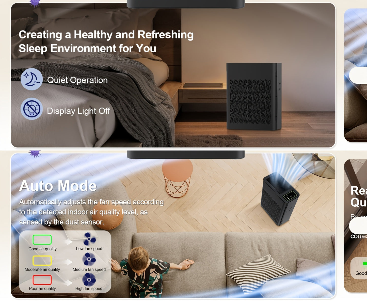 Tolife Intelligent Air Purifier Real Time Air Quality