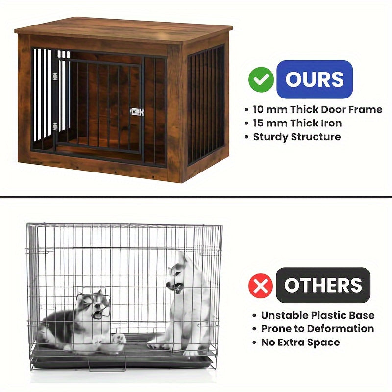 Modern Dog Crate Furniture and End Table Combination for Dogs