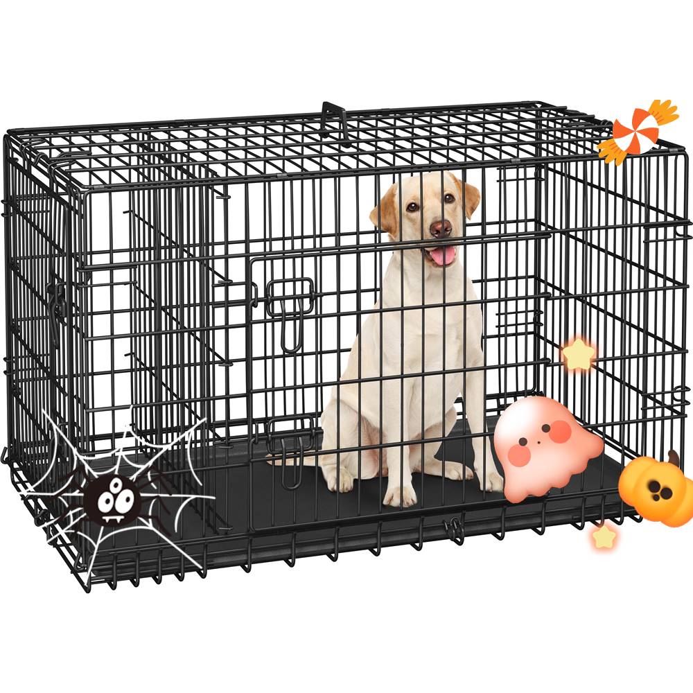 Costoffs Foldable Metal Cage For Dogs And Chickens With Divider And Removable Tray Portable Travel Cage
