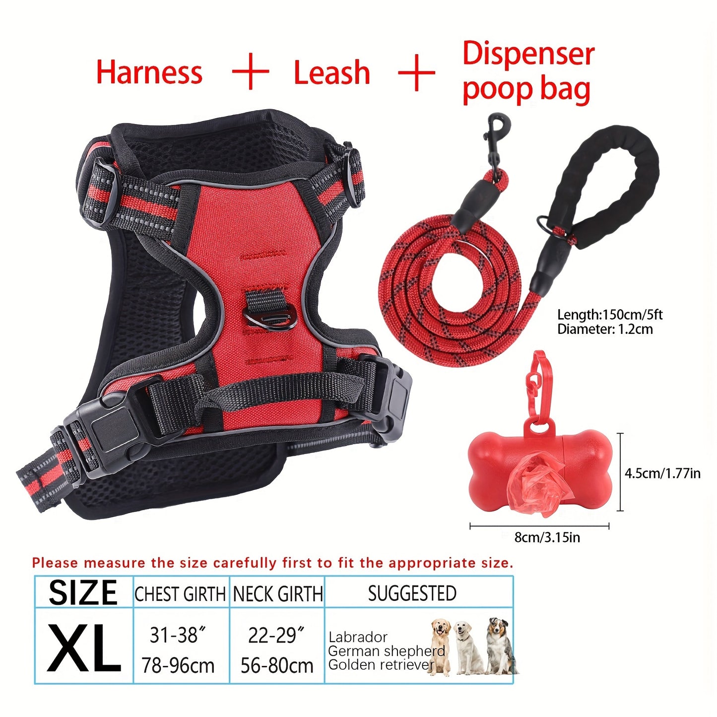 YIWGM Dog Harness And Leash Set With Easy Control Handle