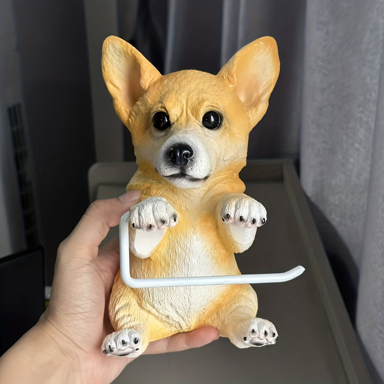 Rustic Cartoon Dog Tissue Holder Resin Home Decor Accent