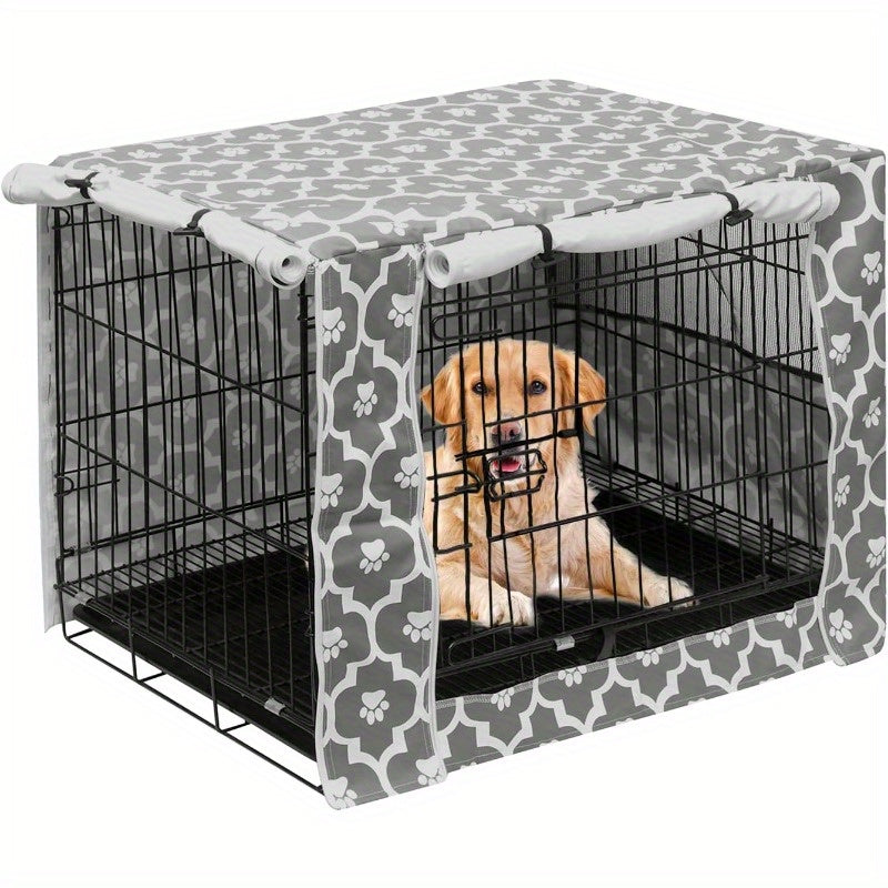 Gray Soles Dog Crate Cover Universal Fit Durable Polyester