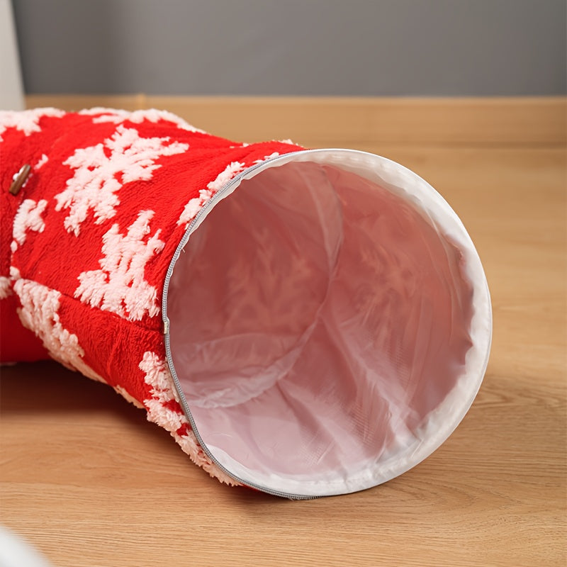 Playfu Christmas Cat Tunnel Bed Plush Donut For Cats