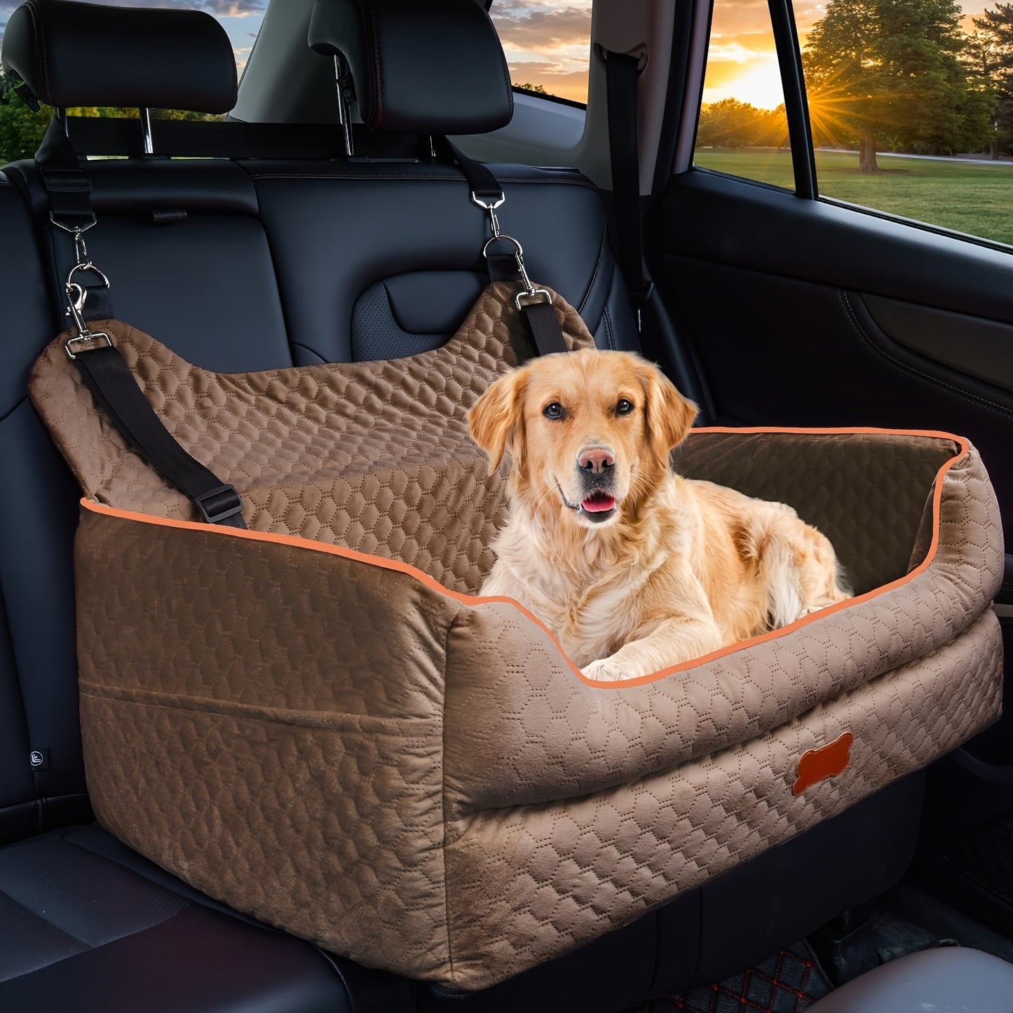 Dog Car Seat For Backseat Travel With Detachable Cushion