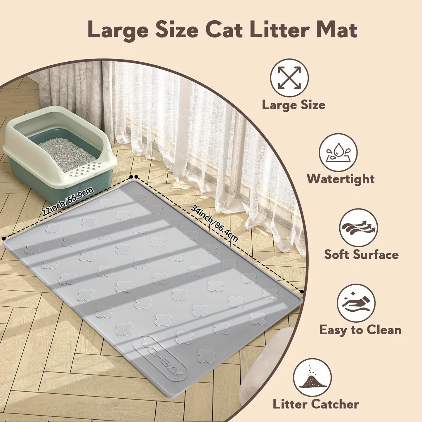 Washable Silicone Cat Litter and Food Mat for Easy Cleanup