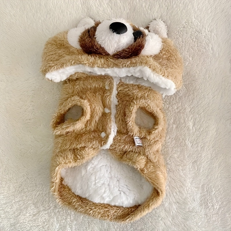 Plush Hooded Pet Costume Snap Button For Cats And Dogs