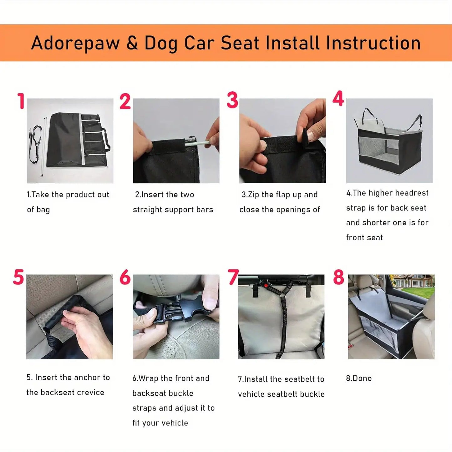 Foldable Dog Kennel For Cars With Safety Belt System
