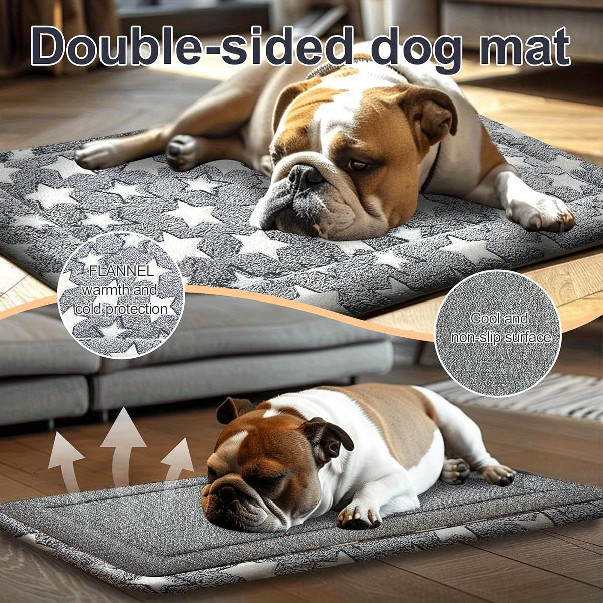 Soft Polyester Dog Bed Mat with Playful Star Pattern