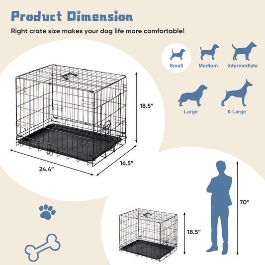 Zhumi Heavy Duty Foldable Dog Crate with Removable Tray
