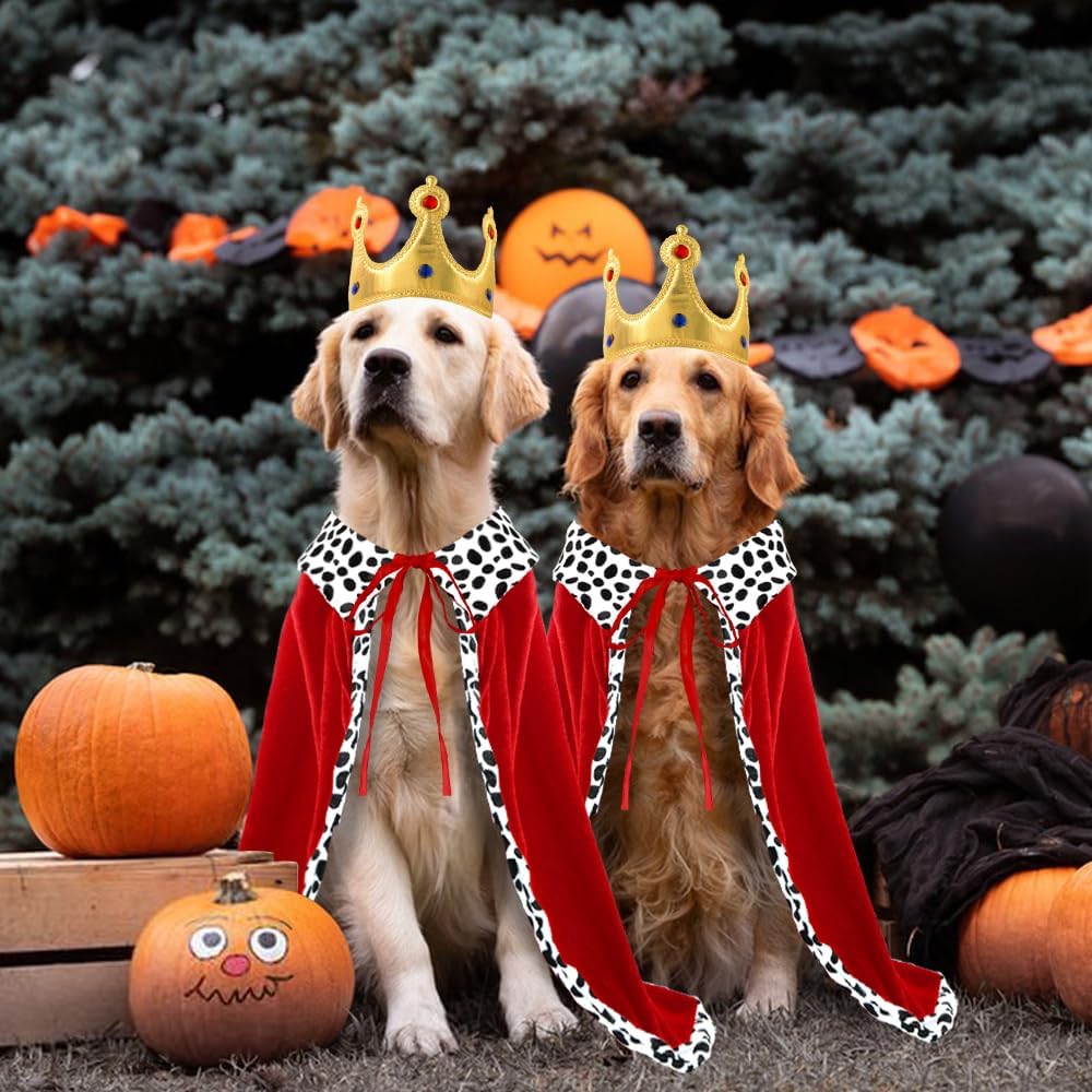 Adjustable King Cape And Crown Costume For Halloween Pets