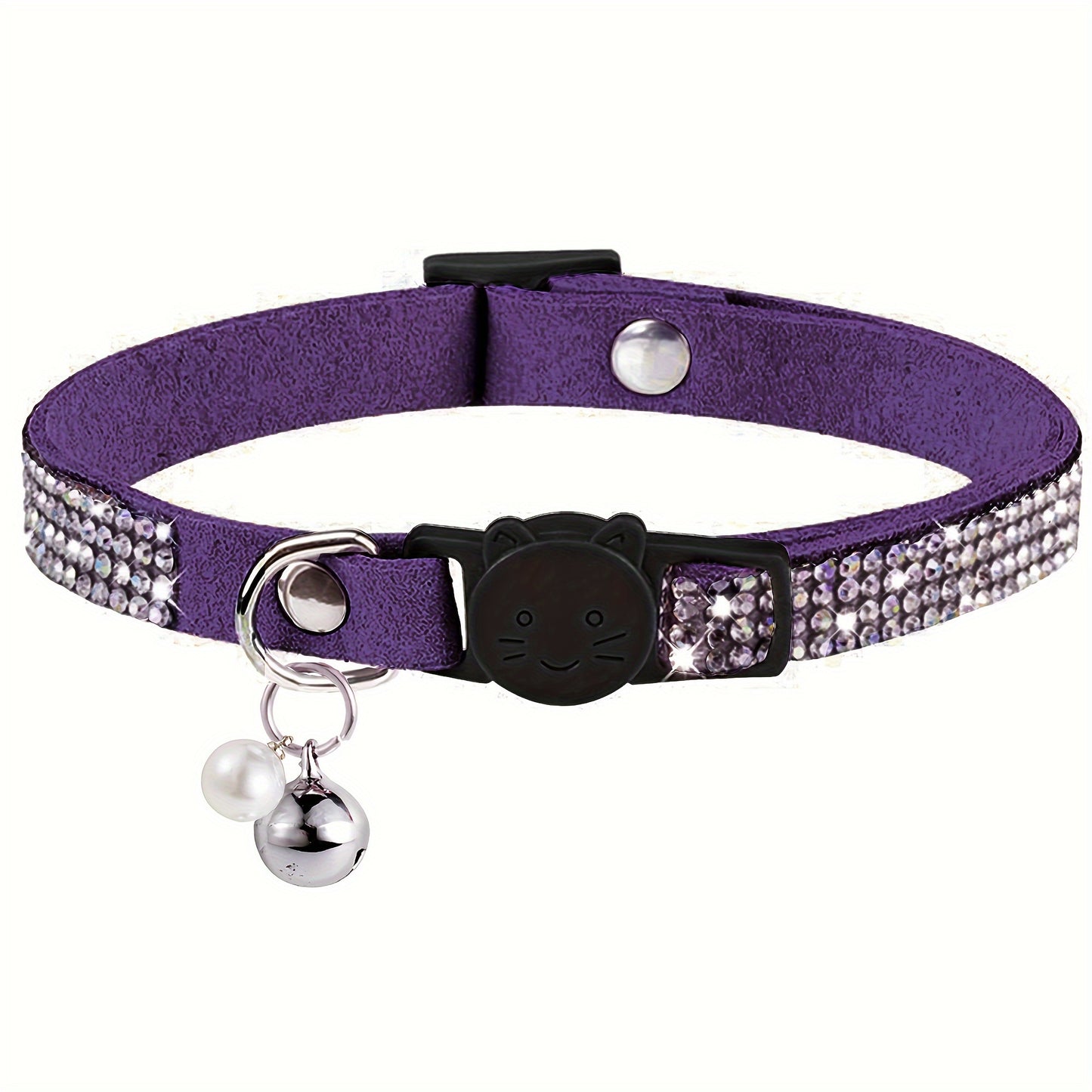 Rhinestone Cat Collar Breakaway With Bell Safety Buckle