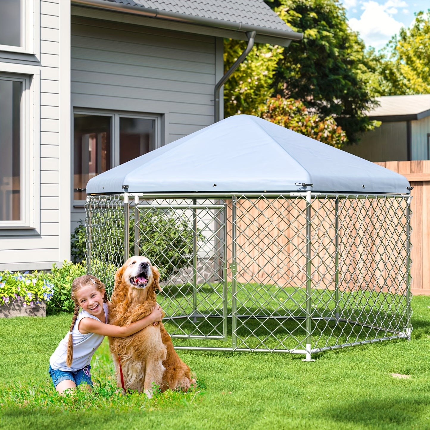 Polar Aurora Heavy Duty Outdoor Dog Kennel with Secure Lock