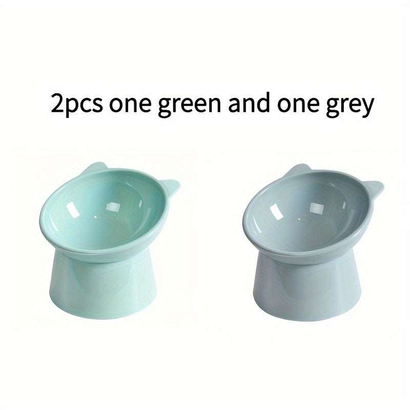 Elevated Tilted Cat Bowls Anti Vomiting Feeder With Diagonal Neck Non Slip