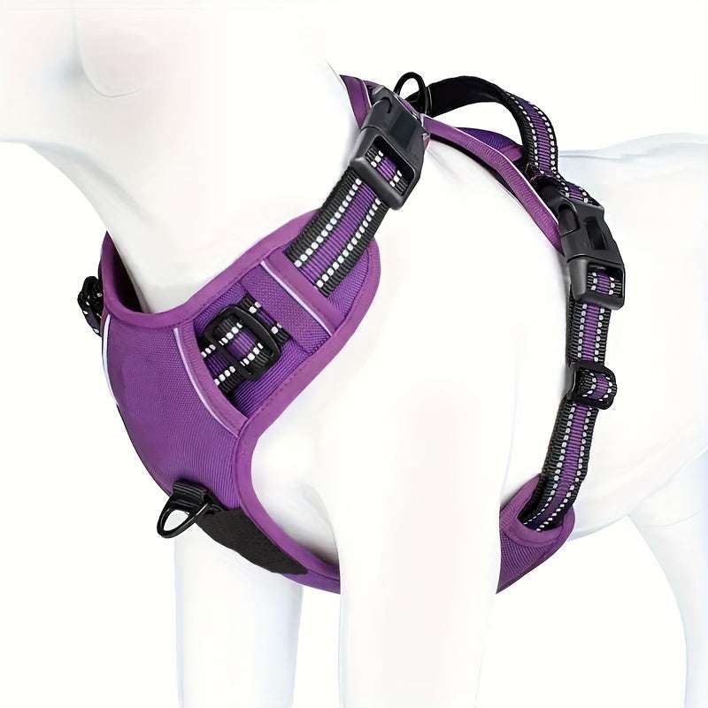 Reflective no-pull dog harness with handle and reflective design for safe, comfortable training and walking