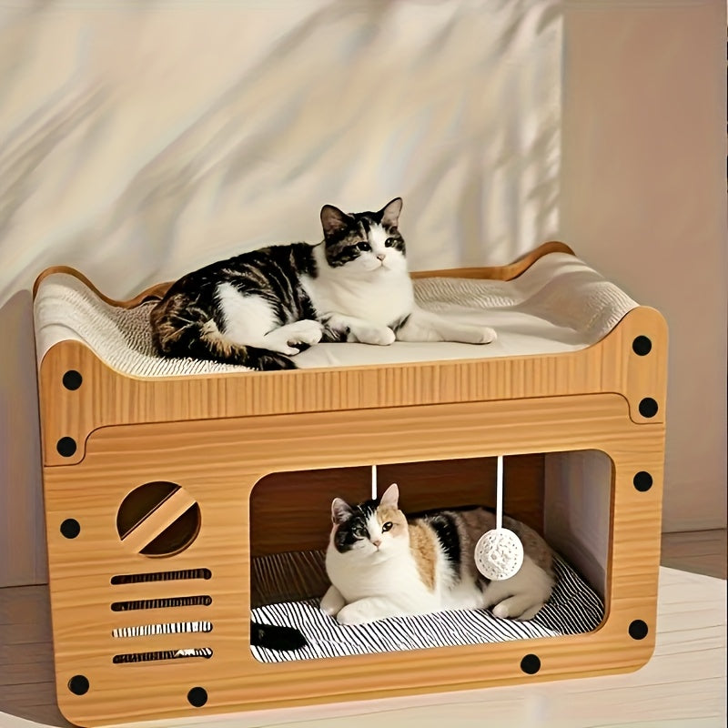 Luxury Double Level Cat Tree House With Scratching Post