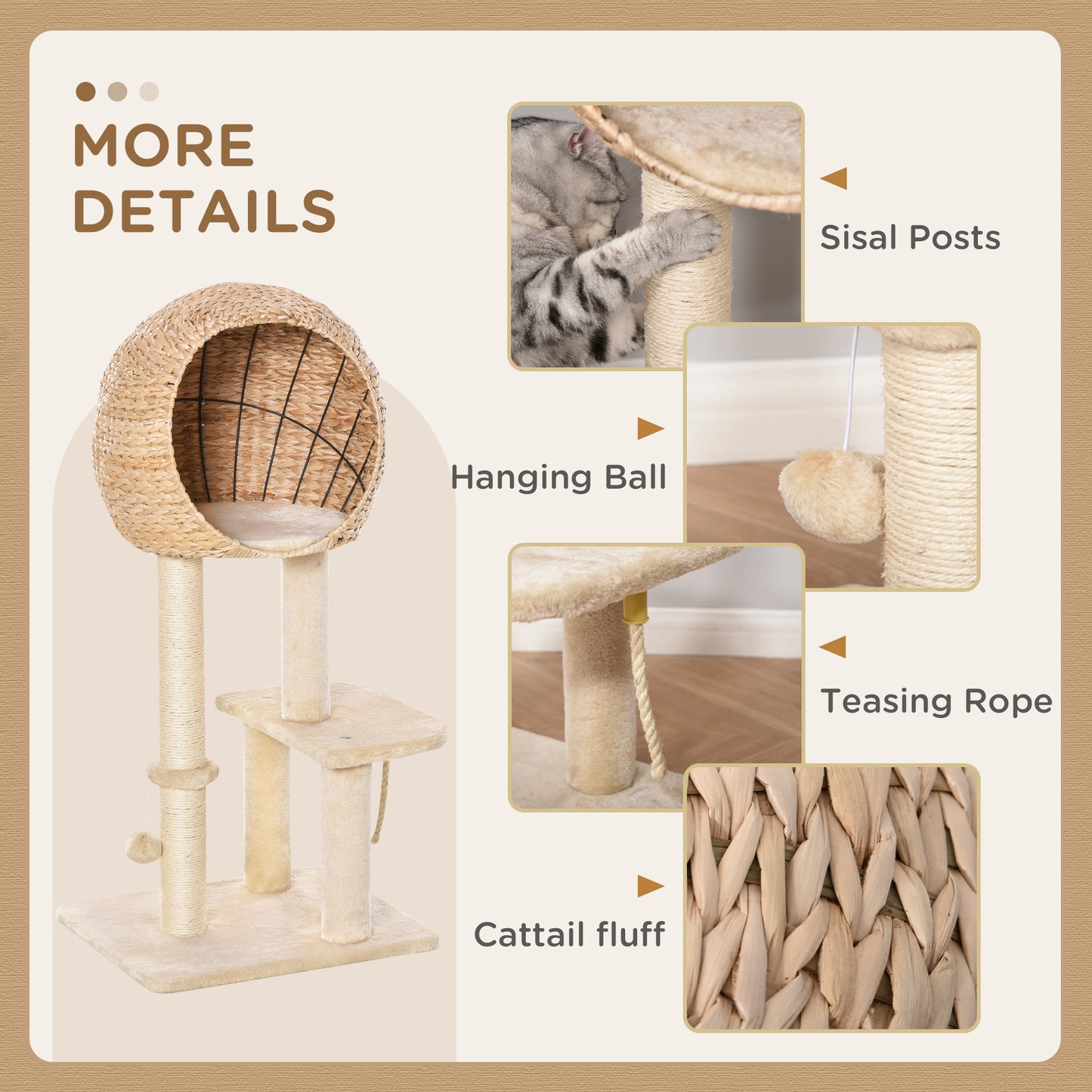 PawHut Cat Tree with Scratching Post and Condo Activity Center