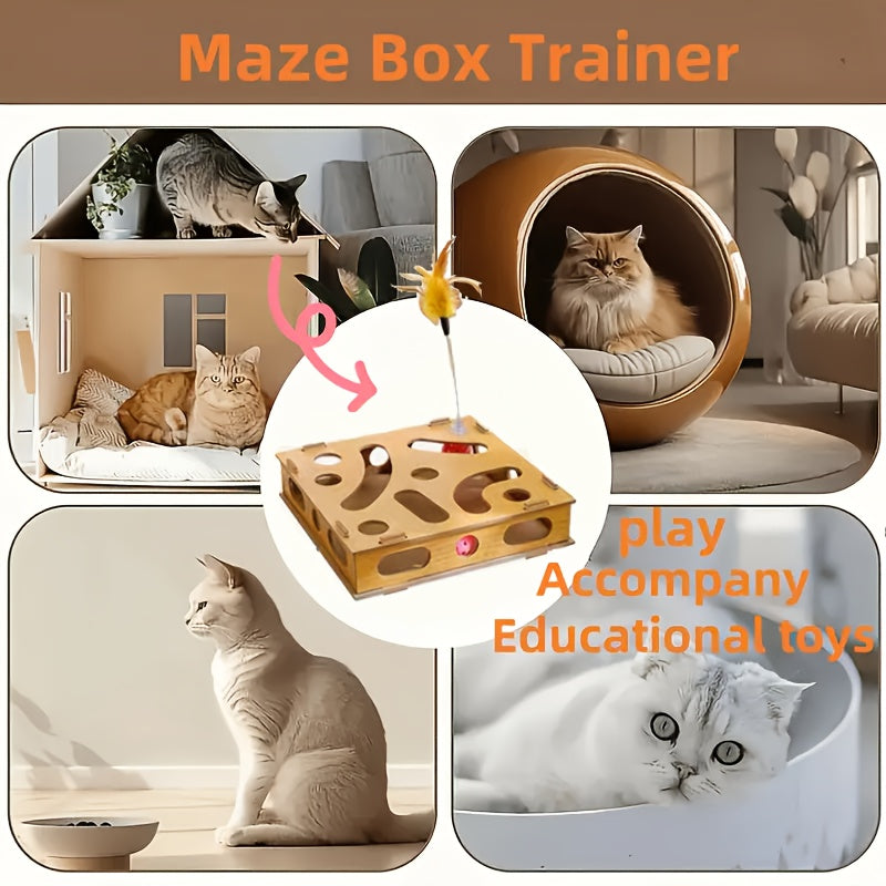 Interactive Cat Puzzle Maze Box for Fun and Sensory Training