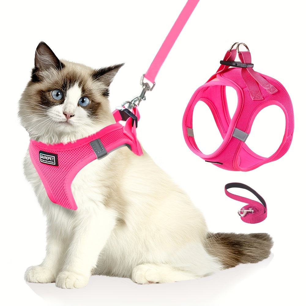 Adjustable Cat Harness with Reflective Strap for Safe Walking