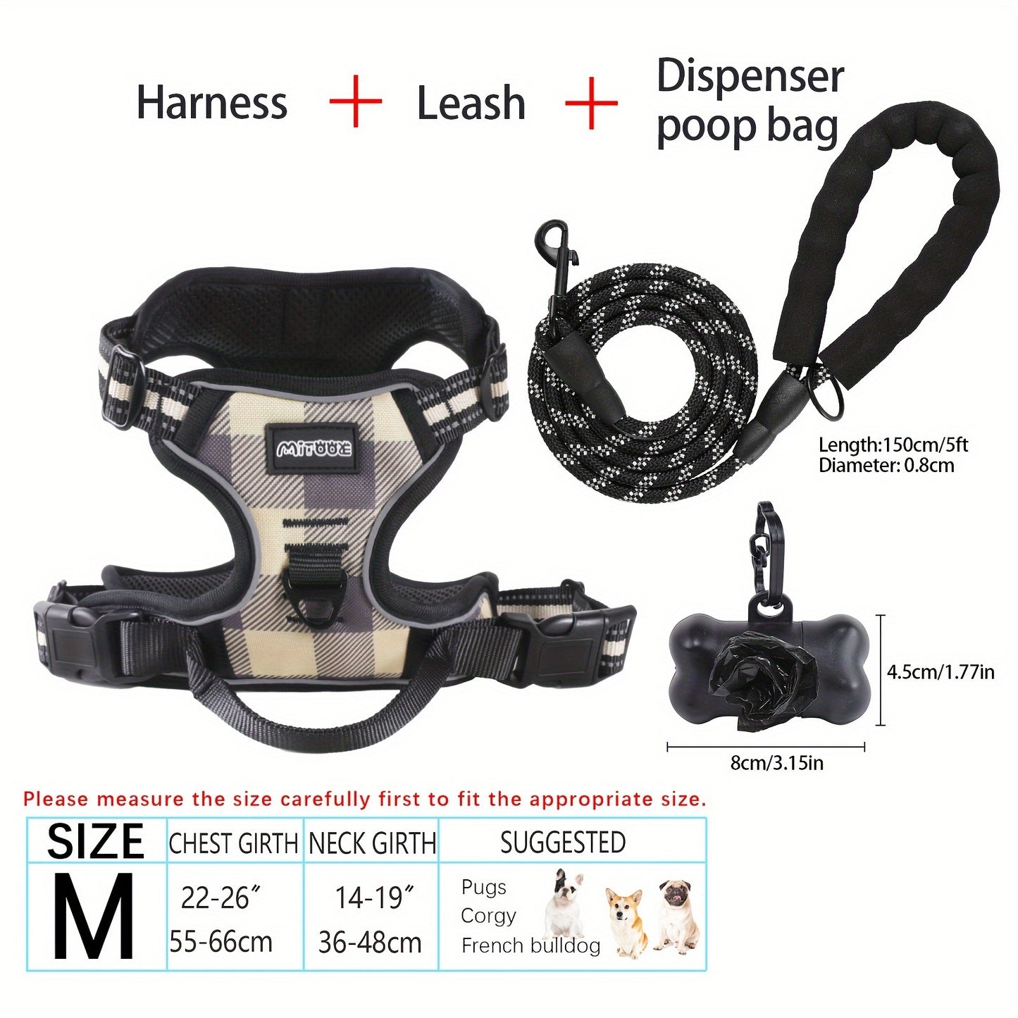 YIWGM Dog Harness And Leash Set With Easy Control Handle