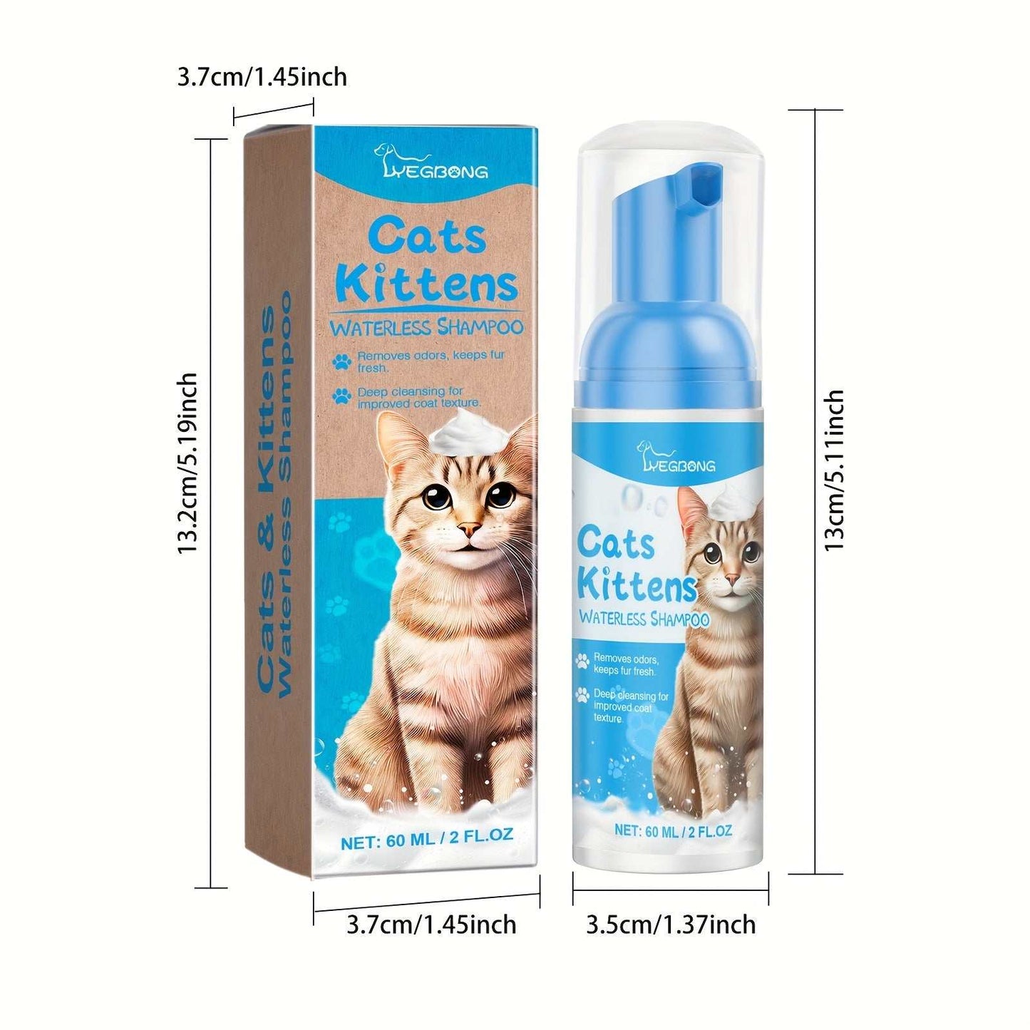 Waterless Shampoo For Cats And Dogs With Foot Cleaner Brush