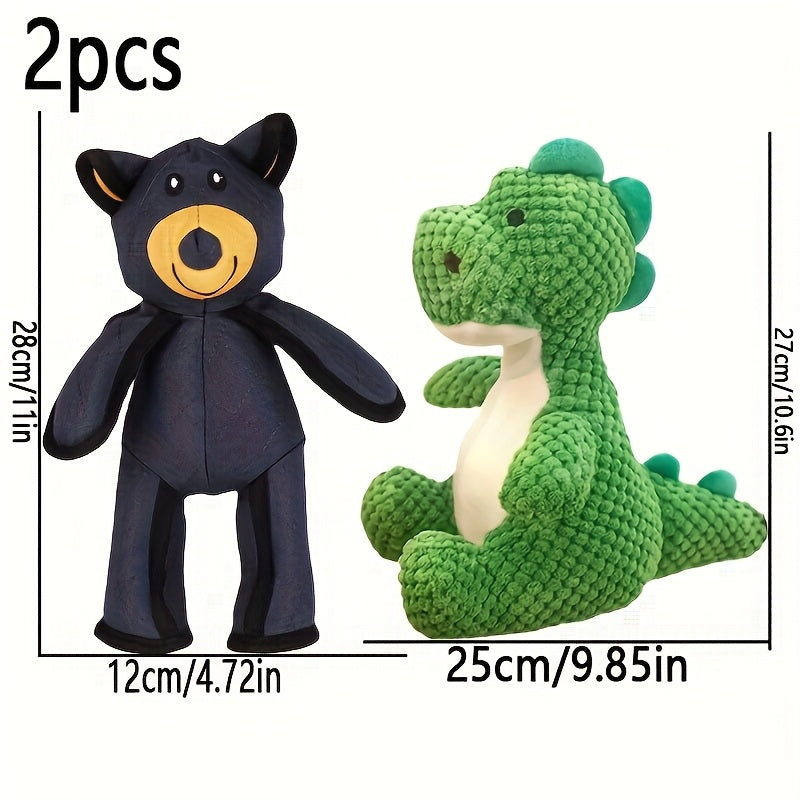 Indestructible Bear Dog Toys Two Shapes Extreme Chew Squeak