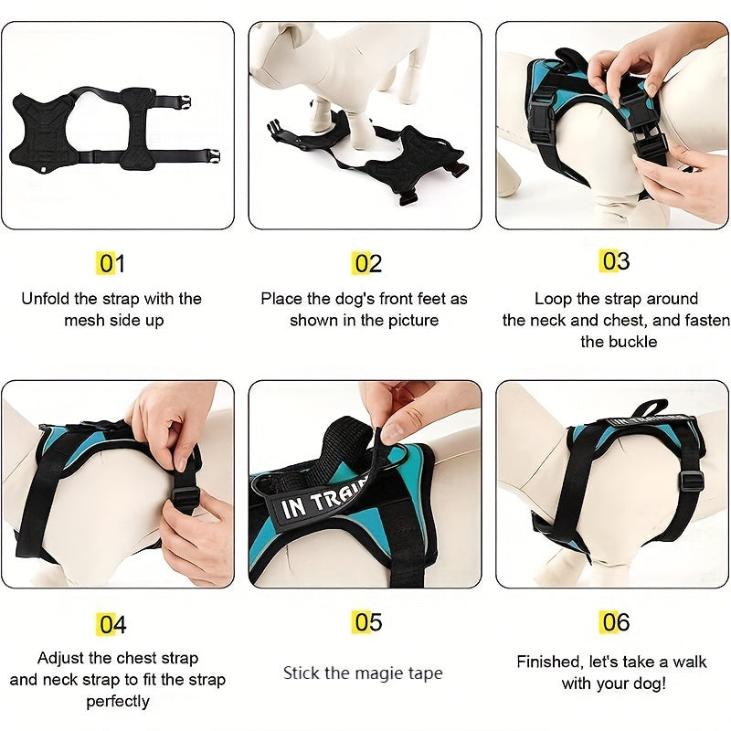 Reflective Dog Harness with Patches for Easy Control