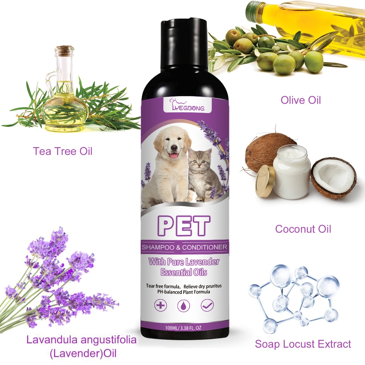 Gentle Lavender Chamomile Pet Shampoo and Conditioner for All Pets