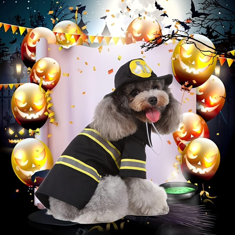 Funky Firefighter Dog Costume For Pets Halloween Fun