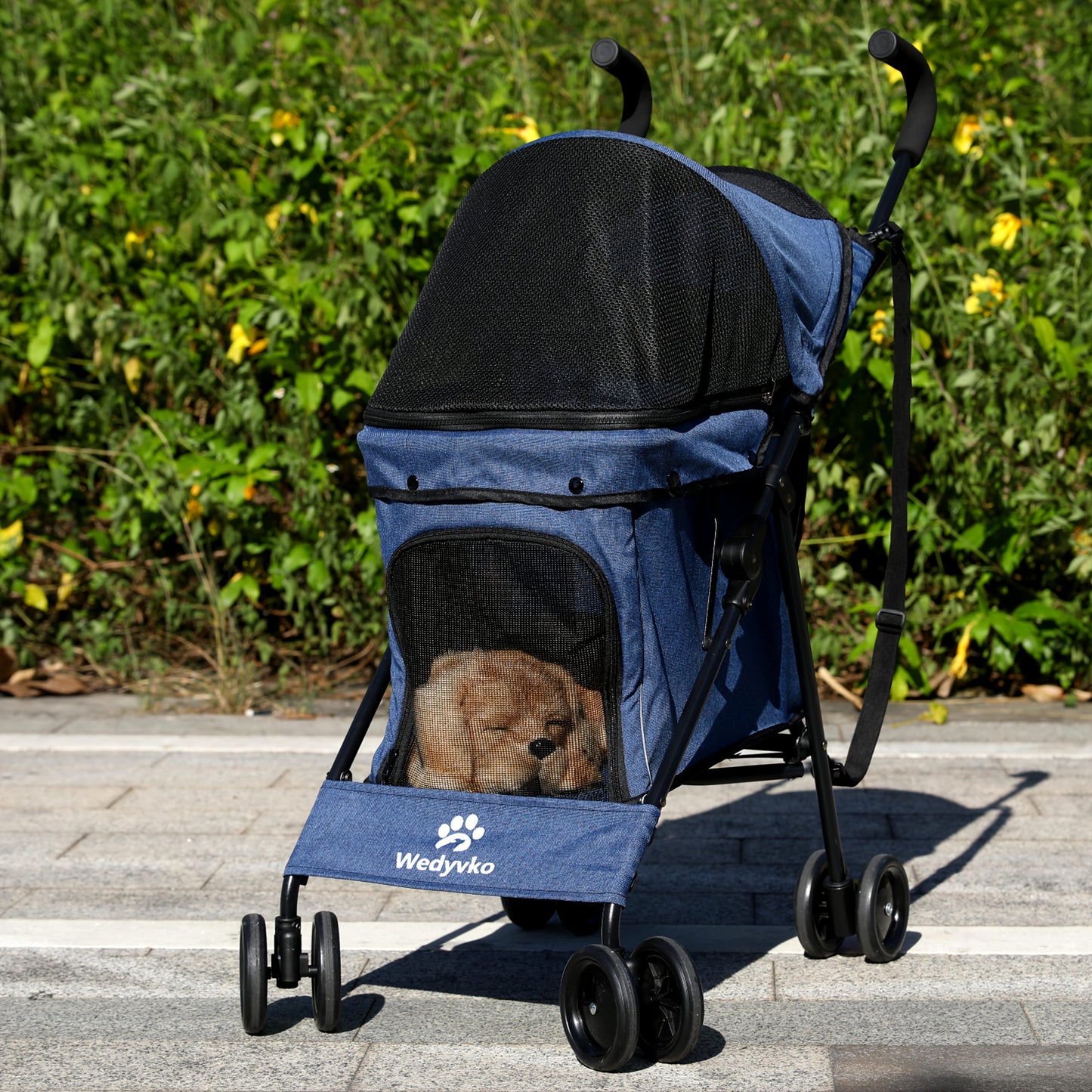 WEDYVKO Dog Stroller For Pets With Alloy Frame Basket