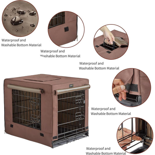 Donoro Collapsible Metal Dog Crate Double Door Kennel