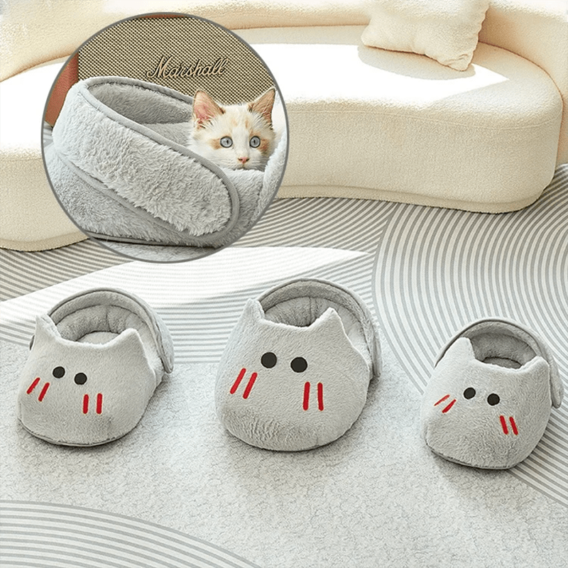 Cozy Plush Cat Bed With Memory Foam Pillow And Anti Slip