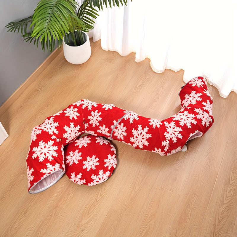 Playfu Christmas Cat Tunnel Bed Plush Donut For Cats