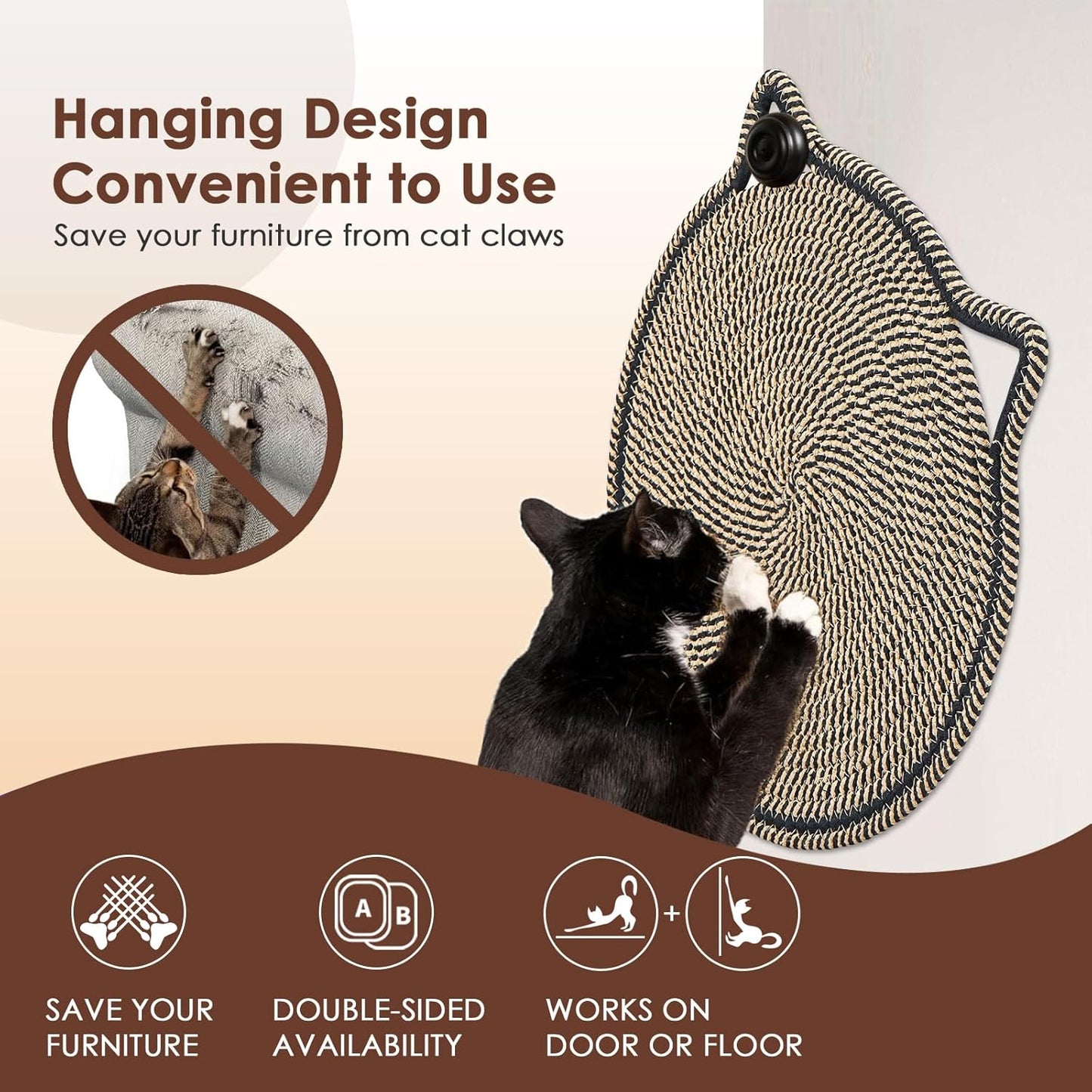 Natural Rope Cat Scratcher Mat for Indoor Cats